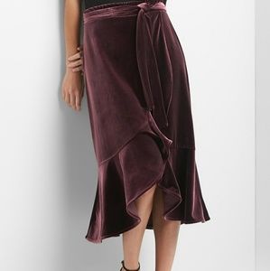 Gap Dark Red Maroon Velvet Wrapped Skirt